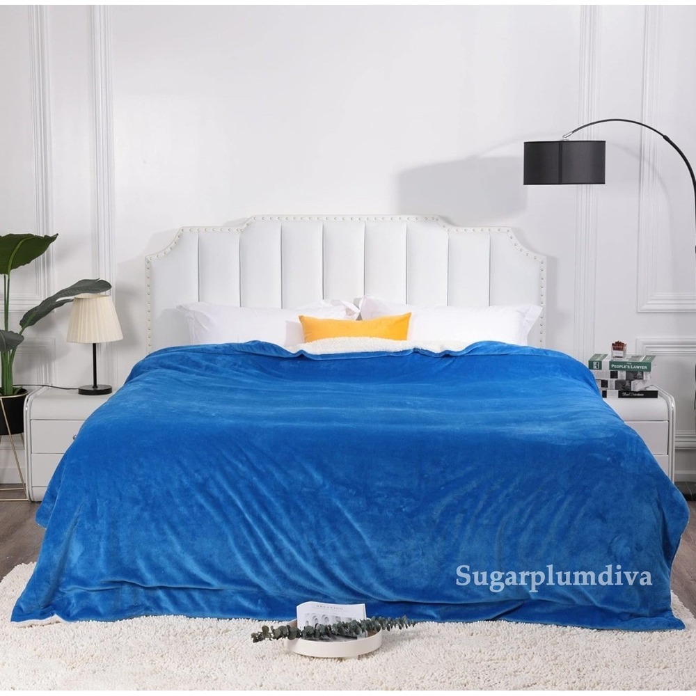Thick Fluffy Double-Sided Sherpa Fleece Blanket Queen Size Warm Cozy Winter Soft